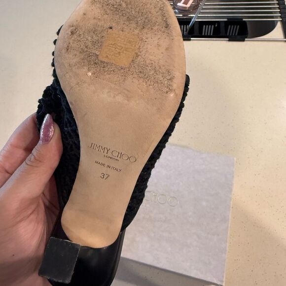 Jimmy Choo Black Mesh Mules Size 37 - Picture 7 of 10